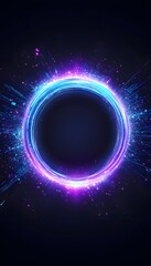 The Glowing Circular Light Effects Emitting Light On Black Background