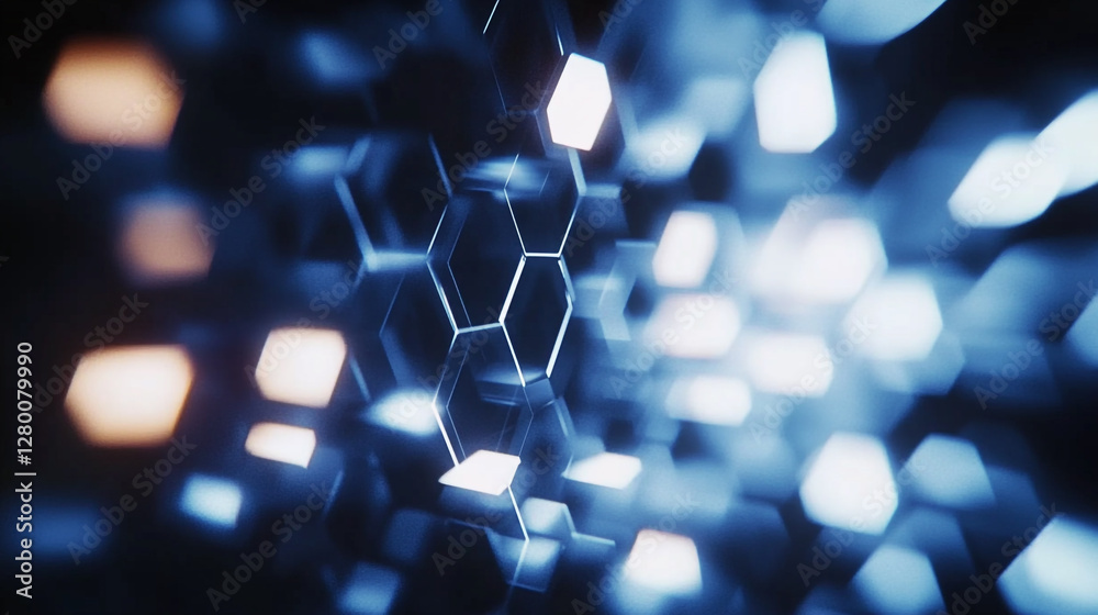 Poster futuristic technology background with hexagonal pattern