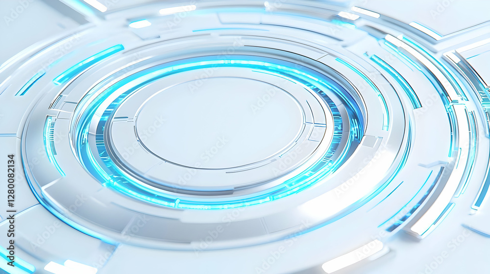 Poster abstract circular interface featuring a sleek password input field, designed for modern digital secu