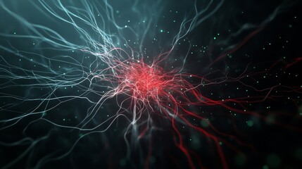 Abstract Digital Art Representing Neural Network Connections and Activity