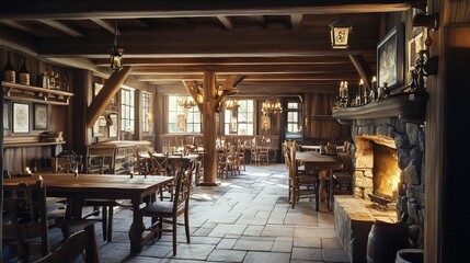 Naklejka premium A Meeting Room with Round Tables and Comfortable Seating