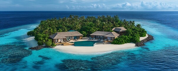 Obraz premium Tropical paradise escape private island travel destination ocean view