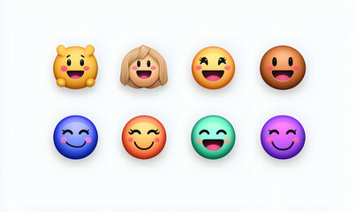 Colorful vector emoji set featuring humorous expressions, playful designs, vibrant colors, perfect for digital communication and creative projects.