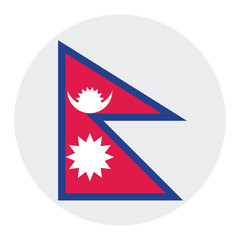 Flag of Nepal. Nepal circle flag. Flag icon. Standard color. Circle icon flag. Digital illustration. Vector illustration.