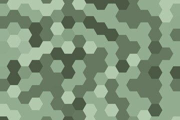 Pixelated hexagonal geometric pattern in sage green with structured digital tessellation. Modern abstract concept