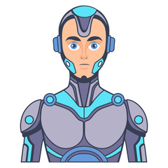 AI and Human Futuristic Cyborg