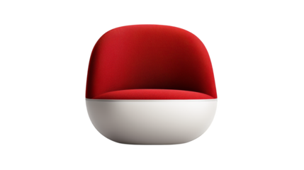 Striking red chair with a sleek white base, modern furniture piece for minimalist interiors