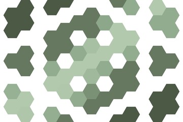 Hexagonal gradient pattern in sage green with abstract hexagon arrangement and smooth shading effect. Modern visual concept
