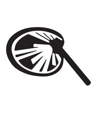 Traditional Hand Fan Silhouette – Black and White Vector Illustration