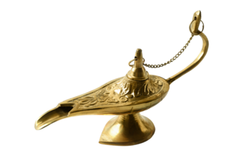 PNG, Ramadan.Beautiful golden lamp, isolated on white background.