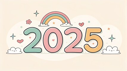 Cartoon style 2025 art word