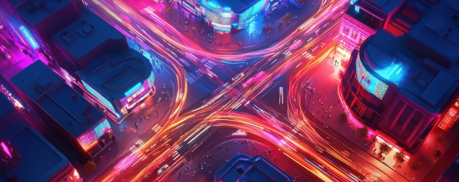 Neon Cityscape: A Symphony of Lights and Motion