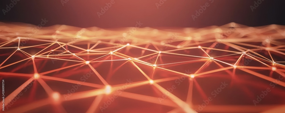 Poster A vibrant network of glowing lines and nodes creates a dynamic, abstract representation of connectivity and technology.