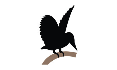 African dwarf kingfisher bird Silhouette Design  And Vector Illustration. 