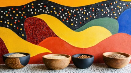 Obraz premium Vibrant Grains Against a Colorful Aboriginal-Inspired Wall Art