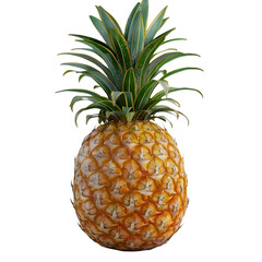 Fototapeta premium Vibrant pineapple with lush green leaves, isolated on a white background, highlighting its texture