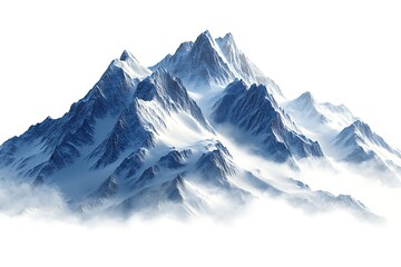 Snow-capped mountain range, isolated, mist, background