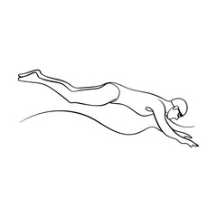 Fototapeta premium Swimmers streamlined freestyle stroke, aquatic competition, dynamic line art