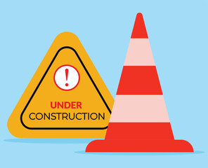 flat construction sign. Under construction. construction sign. Warning zone