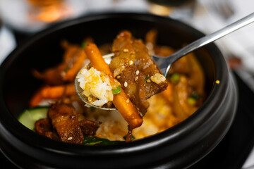 Spicy Pork Bulgogi With Korean Sauce On Rice