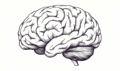 Fototapeta premium Detailed Illustration of a Human Brain with Intricate Anatomy Lines