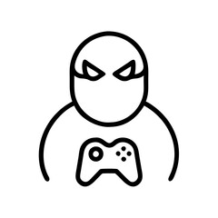 Obraz premium Masked gamer avatar boss icon in minimalistic black outline style