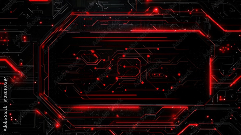 Poster futuristic technology background with abstract red circuit patterns and digital design elements for 