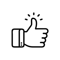 Obraz premium Thumbs up approval icon in minimalistic black outline style