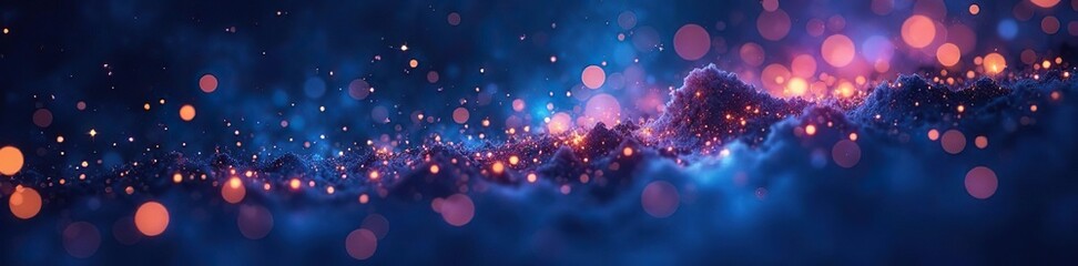 Twinkling stars in the night sky under abstract glitter lights, galaxy, space, stars