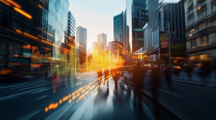Fototapeta premium Dynamic Cityscape with Abstract Light Trails and Urban Vibes