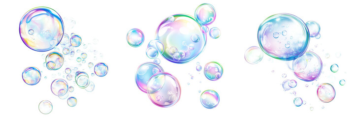 Colorful bubbles on transparent background . Clipart