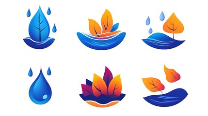 Obraz premium Vibrant Autumn Rain: A Collection of Digital Illustrations AI Generated