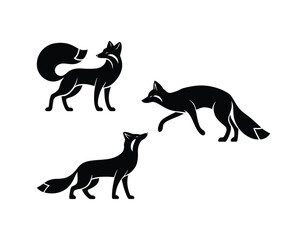 Elegant Arctic Fox Silhouette Collection Vector Template