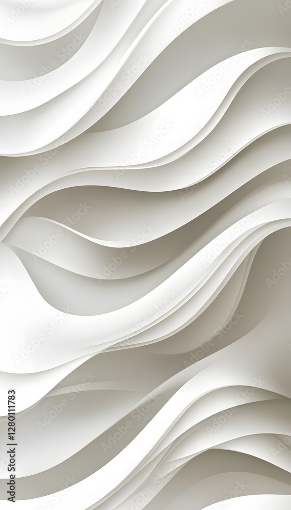 Poster white and light beige curved lines create abstract shapes and movement