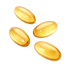 Falling Fish oil pill isolated on transparent background Generative Ai.
