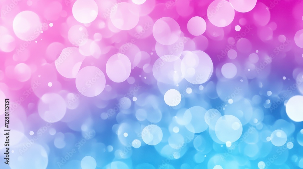 Poster abstract background of soft colorful bokeh circles in pink and blue shades creating a dreamy and eth