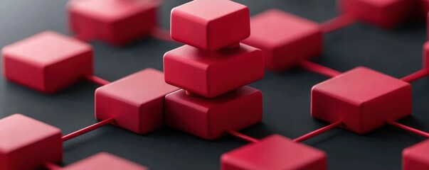 Fototapeta premium A close-up view of red geometric shapes arranged in a structured layout, emphasizing pattern and design.