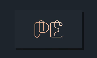Minimal clip initial letter PE logo