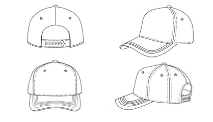 Baseball Cap Technical Sketch