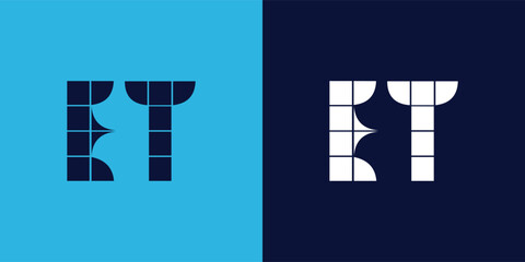 ET logo design with tile shape. Minimalist and modern vector illustration design suitable for business or brand