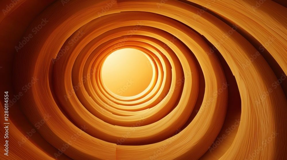 Aufkleber A mesmerizing view of concentric circles creating a tunnel effect, illuminated by a warm, golden light at the end, suggesting depth and infinity.