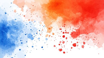 Fototapeta premium Vibrant Abstract Watercolor Background with Splashes of Blue and Red for Creative Design Use in Art, Print, Digital, and Web Applications