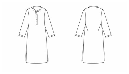 Tunic Dress Design Sketch front and back views