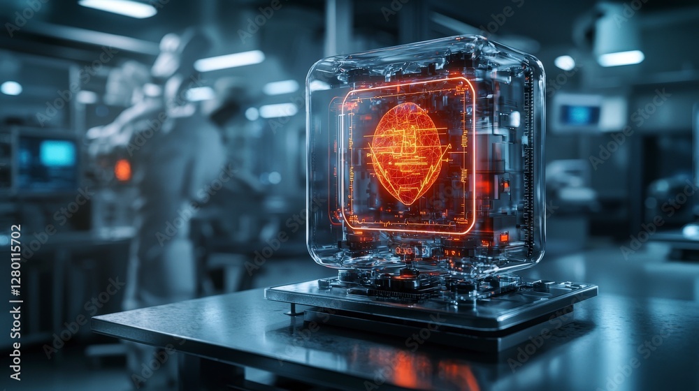 Aufkleber Cutting-edge holographic diagnosis display advanced medical lab technology showcase futuristic environment close-up view