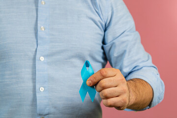 Campaign promoting awareness for prostate cancer with blue ribbon support