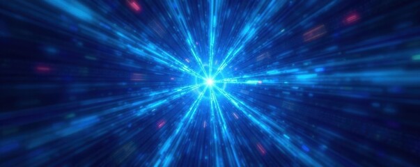 Obraz premium Abstract blue starburst pattern, radiating energy ideal backdrop, background, art