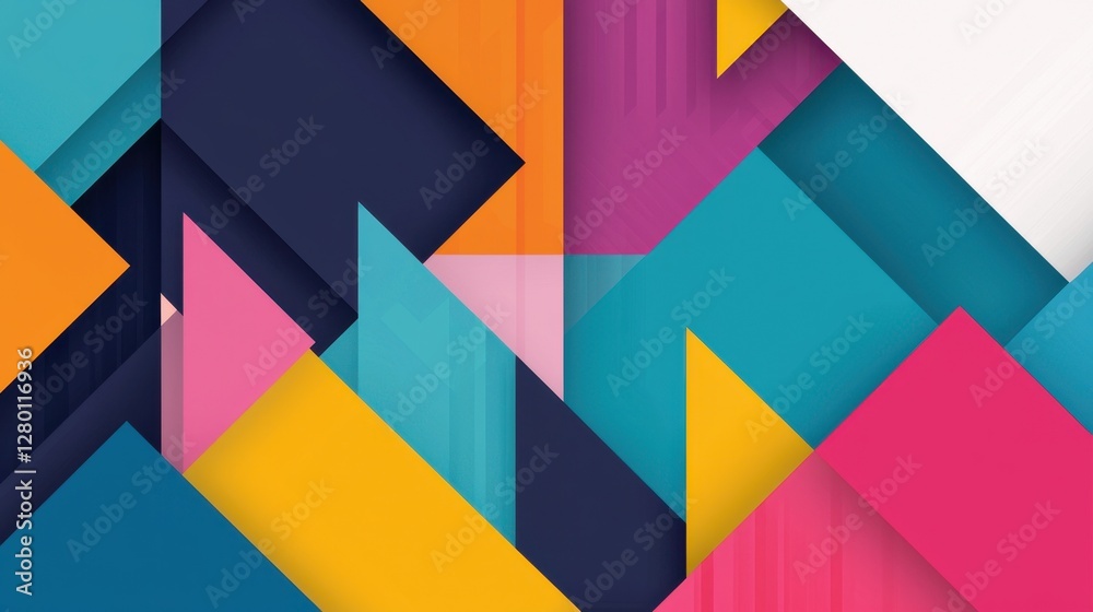 Aufkleber vibrant geometric abstract background featuring colorful triangles and shapes creating an energetic 