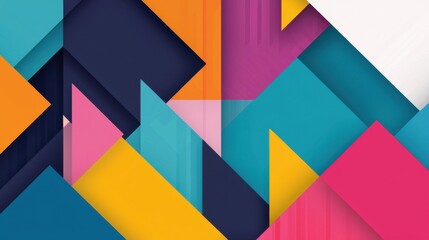 Obraz premium Vibrant Geometric Abstract Background Featuring Colorful Triangles and Shapes Creating an Energetic Visual Texture for Modern Design Projects