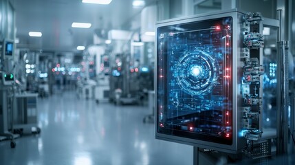Fototapeta premium Advanced holographic healthcare system in a modern laboratory setting high-tech environment futuristic viewpoint
