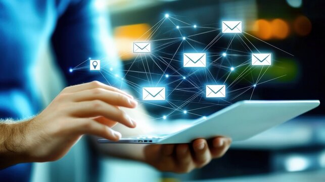 Email communication strategy digital workspace business insights technological environment close-up view digital marketing trends